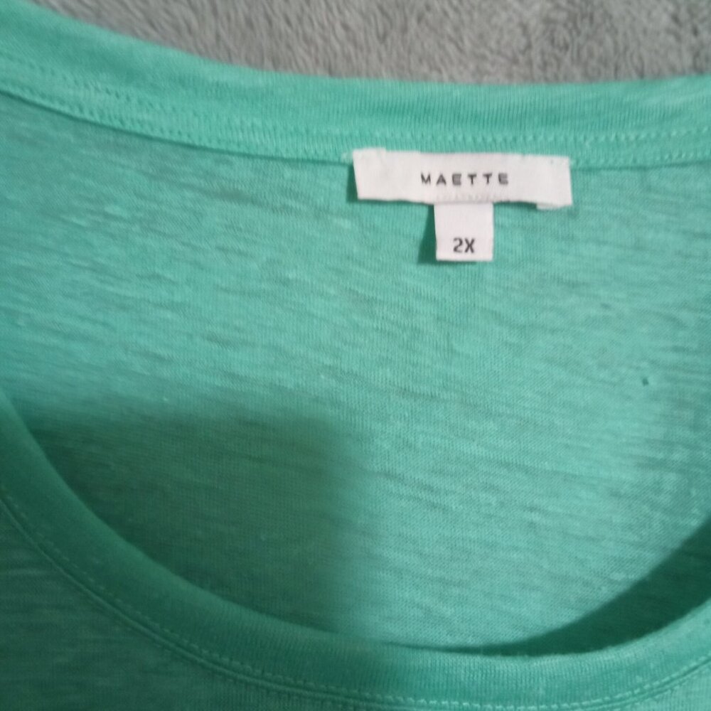 Stella & Dot Maette Women Top Sz 2X Linen Blend Green Sleeveless Slanted Hemline - Picture 4 of 5